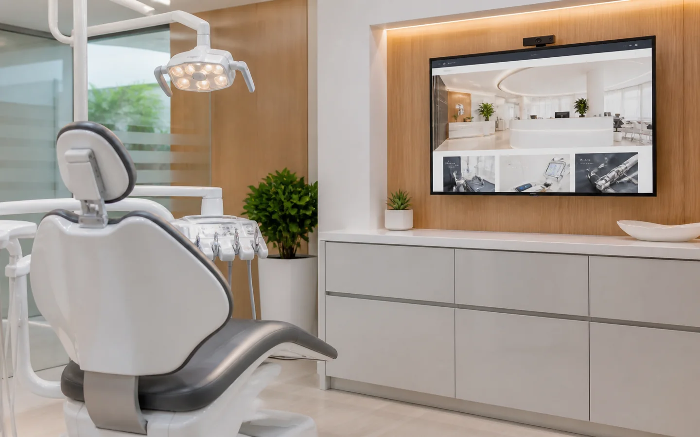 Modern diş kliniğinde yönetilebilir web sitesi ekranı